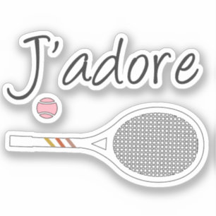 French Chic J'adore Tennis Player Retro Design Aufkleber