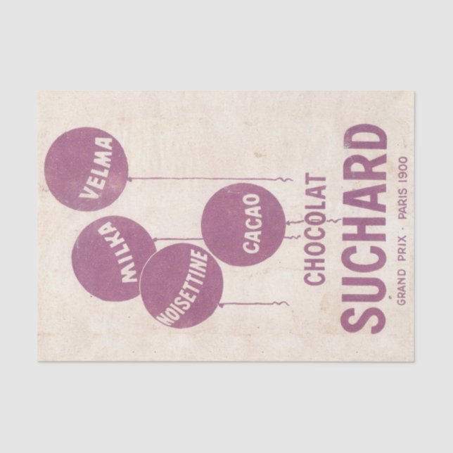 French Chocolate Ad Lila Balloon Vintag Paris Seidenpapier (Vorderseite)
