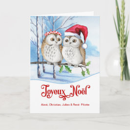 French Christmas Joyeux Weihnachten Woodland Owls