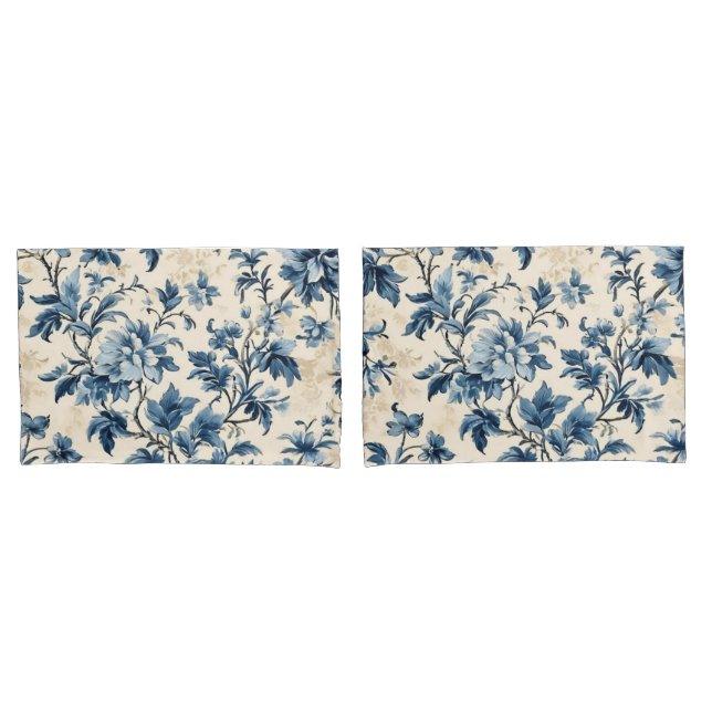 French Country Blue Toile Kissenbezug (Vorderseite-Set)
