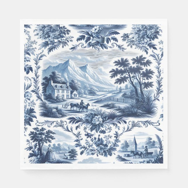 French Country Blue Toile Serviette (Vorderseite)