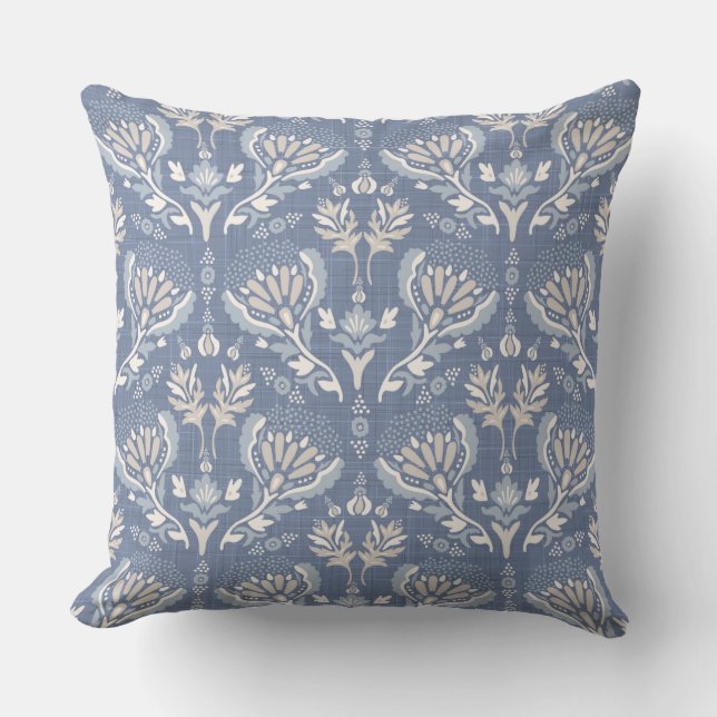 French Country Damask Blue Kissen (Vorderseite)