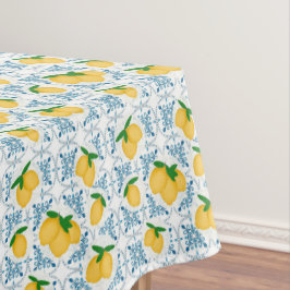 French Country Lemon Blue Floral Tile Pattern Tischdecke