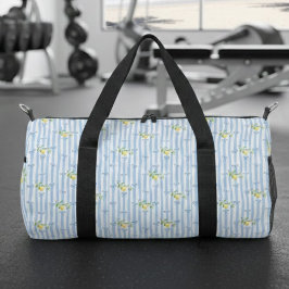 French Country Lemon – Blue Stripe Bow Pattern Duffle Bag