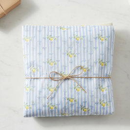 French Country Lemon – Blue Stripe Bow Pattern Seidenpapier