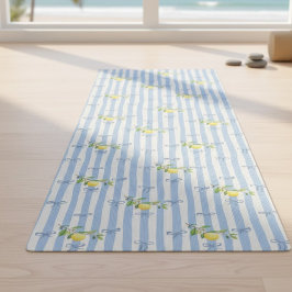 French Country Lemon – Blue Stripe Bow Pattern Yogamatte