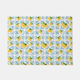 French Country Lemon Blue Tile Pattern Fußmatte