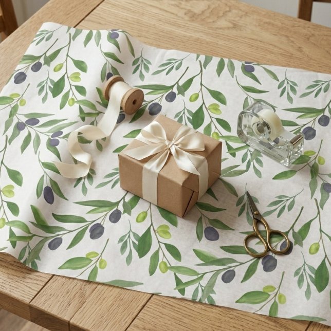 French Country Olive Pattern  Geschenkpapier (Von Creator hochgeladen)