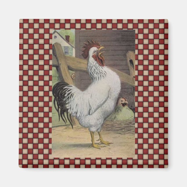 French Country Rooster Hen Kühlschrankmagnet Magnet (Vorne)