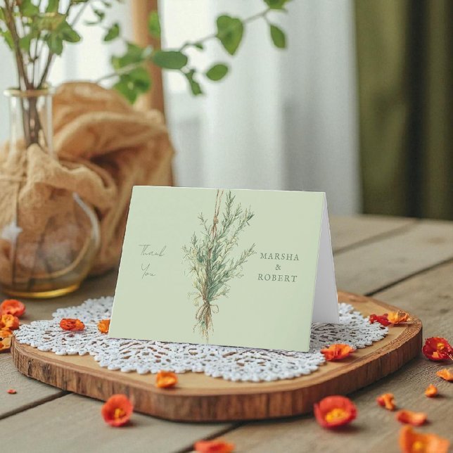 French Country Rosemary Wedding Dankeschön Karte (Von Creator hochgeladen)