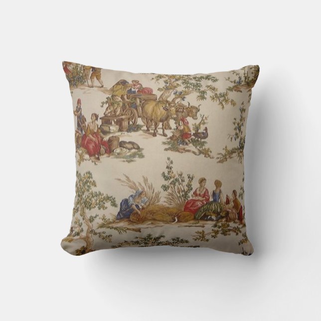 French Country Toile Print MoJo Throw Kissen (Vorderseite)