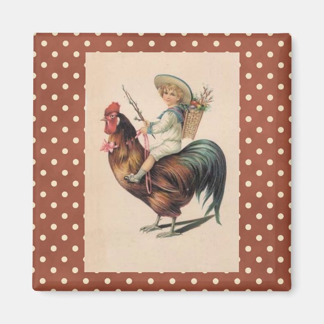 French Country Viktorianisch Rooster Kühlschrankma Magnet (Vorne)