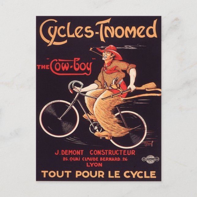 French Cowboy Bicycle Ad Postkarte (Vorderseite)