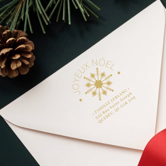 French Cute Sophisticated Snowflake Christmas  Gummistempel (French Cute Sophisticated Snowflake Christmas Winter Address Rubber Stamps. )