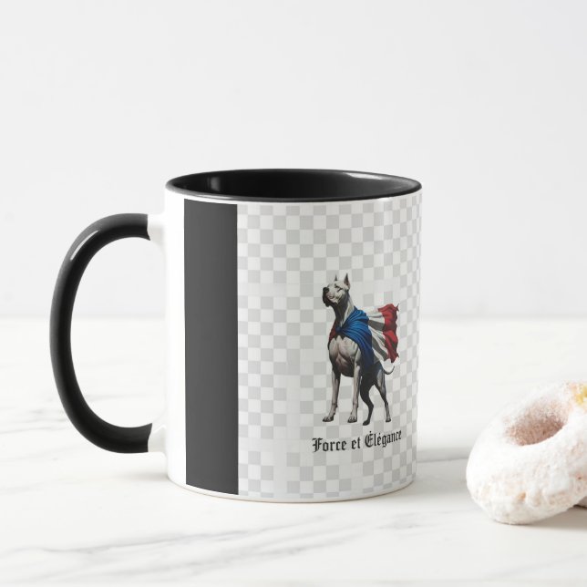 French Dog Force and Elegance Mug Tasse (Mit Donut)