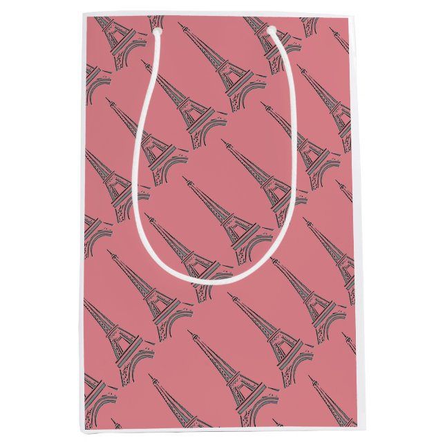 French Eiffel Tower Paris Theme Party Gift Bag Mittlere Geschenktüte (Vorderseite)