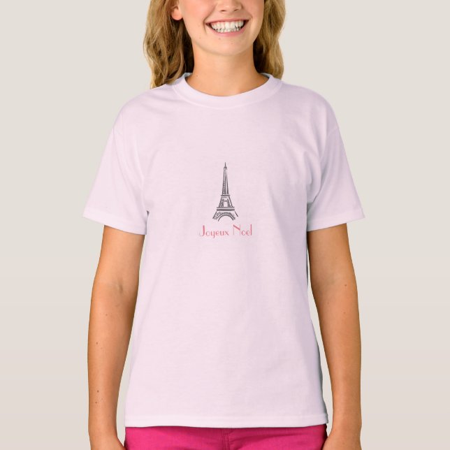 French Eiffel Tower Paris Weihnachten T-Shirt (Vorderseite)