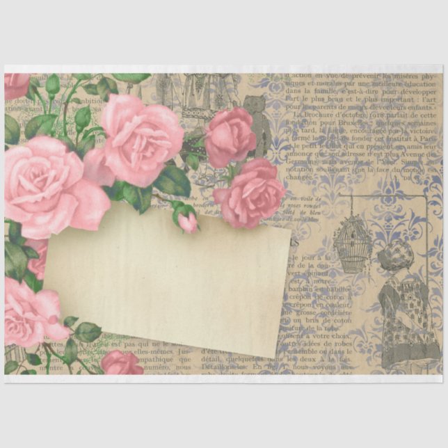 French Ephemera Tissue Paper Seidenpapier (Vorderseite)