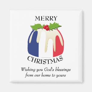 FRENCH FLAG Christmas Pudding Magnet