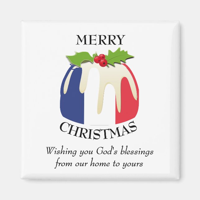 FRENCH FLAG Christmas Pudding Magnet (Vorne)