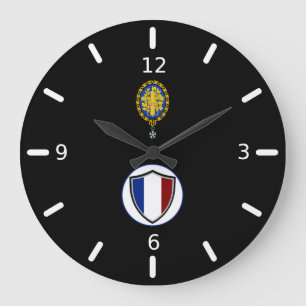 French flag-emblem large clock große wanduhr