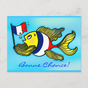 French Flag Fish funny cartoon Postkarte