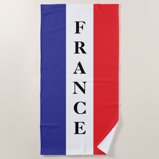 French flag of France personalized beach towel Strandtuch (Vorderseite)