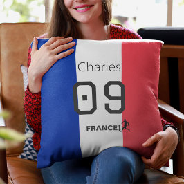 French Flag Soccer Fan Personalized Team Support  Kissen