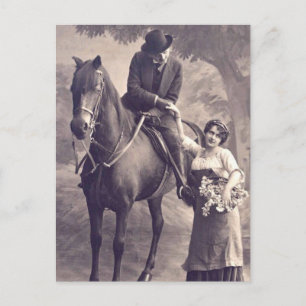 French Flirt - Vintage Romantisches Pferd Postkarte