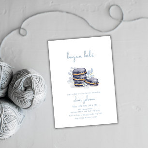 French Floral Bonjour Bébé Macaron Babydusche Einladung