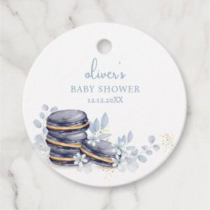 French Floral Bonjour Bébé Macaron Babydusche Geschenkanhänger