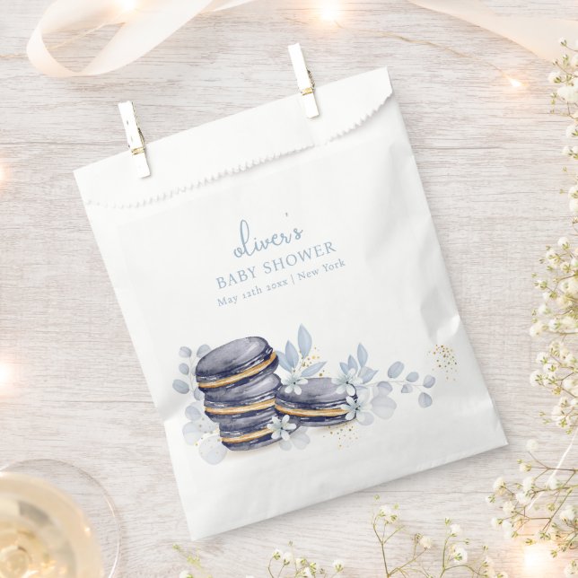 French Floral Bonjour Bébé Macaron Babydusche Geschenktütchen (Ausgeschnitten)