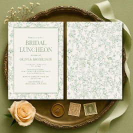 French Floral Bridal Luncheon Sage Green Ivory  Einladung