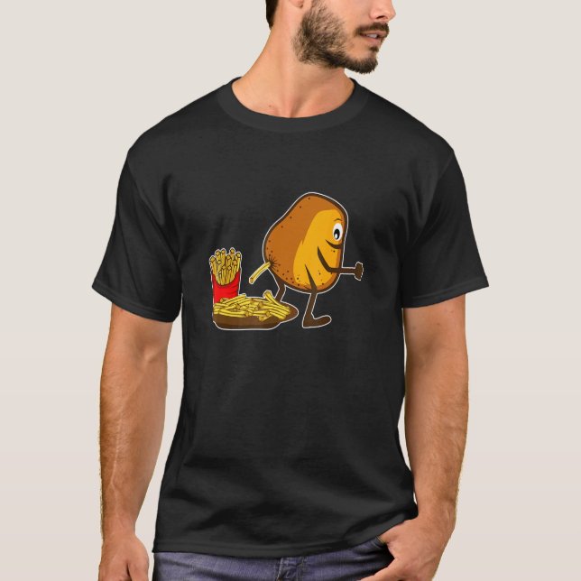 French Fries Potato Kackend Fries Spaß T-Shirt (Vorderseite)