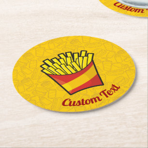French Fries Round Paper Untersetzer