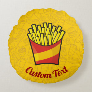 French Fries Round Pillow Rundes Kissen