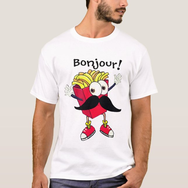 "French Fries", Trending Word Bonjour T-Shirt (Vorderseite)