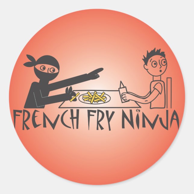 French Fry Ninja Runder Aufkleber (Vorderseite)