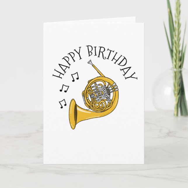 French Horn Birthday Card Hornist Brassmusiker Dankeskarte (Vorderseite)