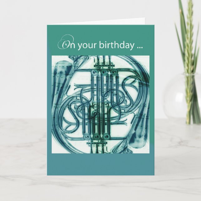 French Horn Birthday Karte (Vorderseite)