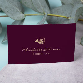 French Horn Elegant Musician Burgundy Visitenkarte