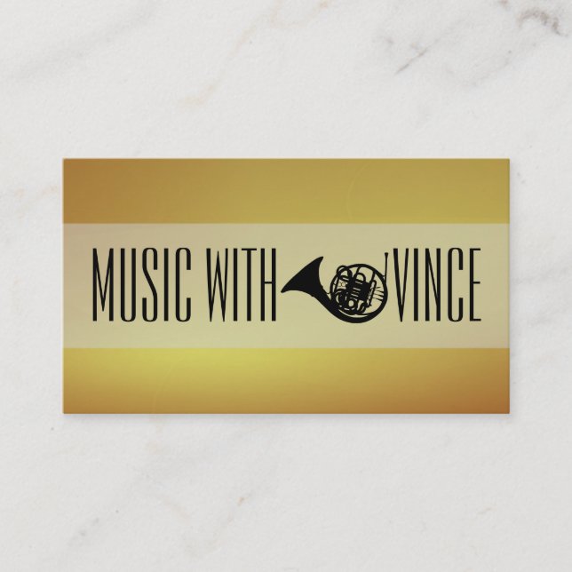 French Horn Instructor Music Studio Business Card Visitenkarte (Vorderseite)
