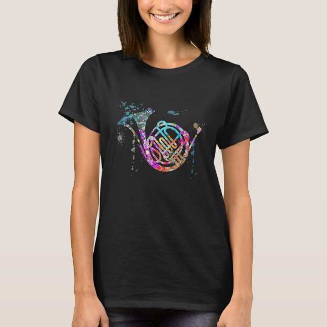 French Horn Instrument Silhouette French Horns T-Shirt (Vorderseite)