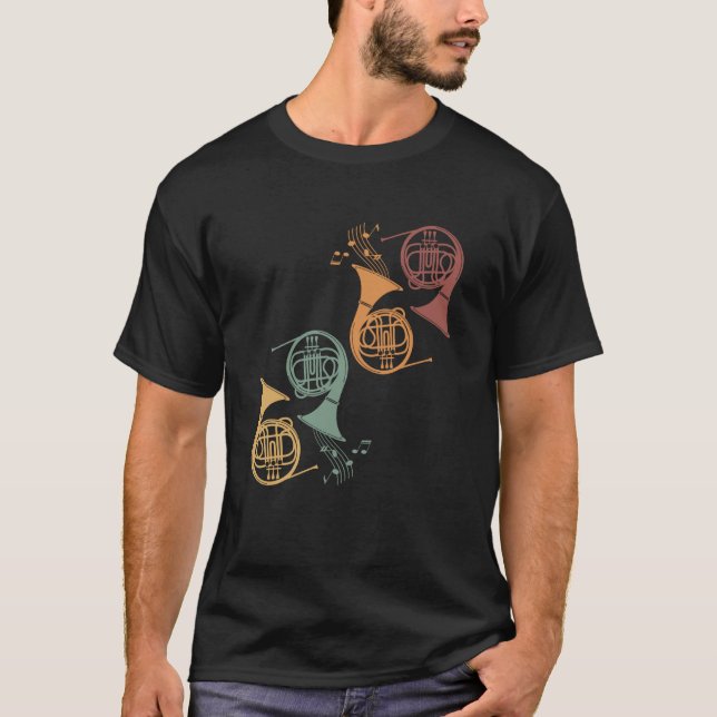 French Horn Retro French Horn Player Hornist T-Shirt (Vorderseite)