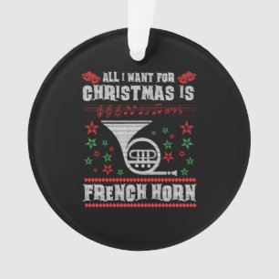 French Horn Ugly Christmas Sweater Shirt Ornament
