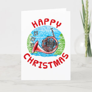 French Horn Weihnachtskarte Hornist Brass Musiker Dankeskarte