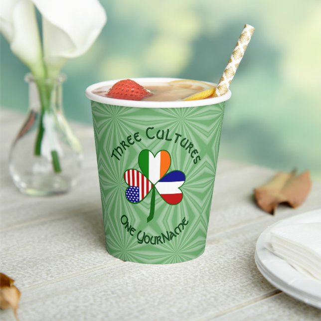 French Irish American Shamrock Personalized Text  Pappbecher (In Situ)