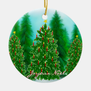 French Joyeux Weihnachten Weihnachtsdekoration Keramikornament