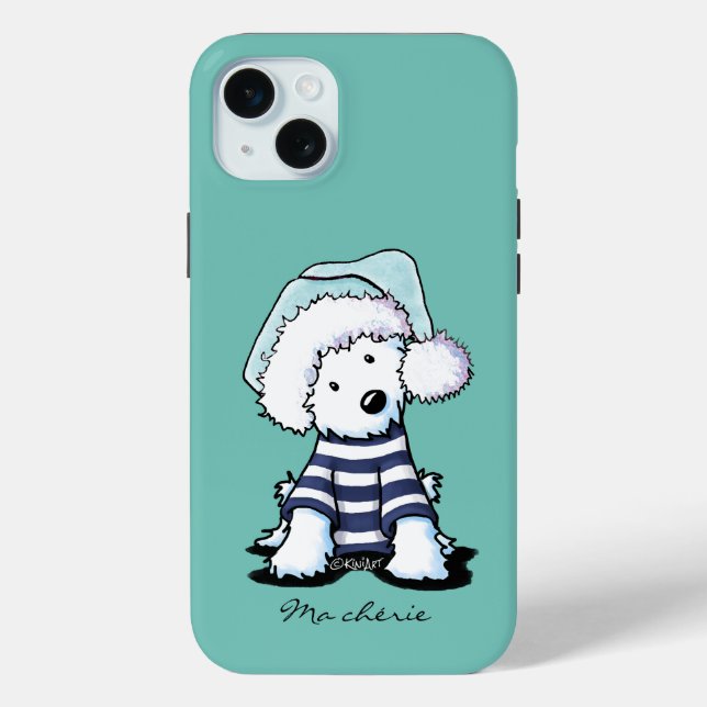 French KiniArt Christmas Westie Dog iPhone Case (Rückseite)
