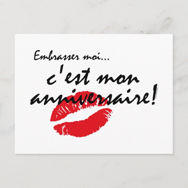 French Kiss Me Geburtstag Postkarte (Vorderseite)